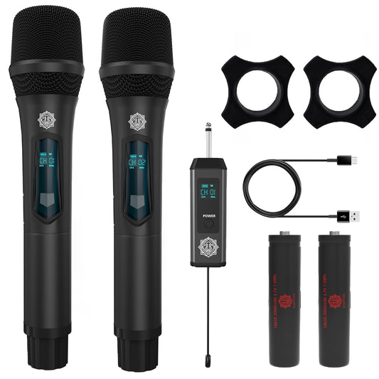 DIGIMORE Wireless Microphone for Singing | 6Hrs Battery | 160ft Range | Type-C Charging | 2400 MHz Cordless Mic for House Parties, Outdoor Party, Singing, Classroom, Chruch (D-340)